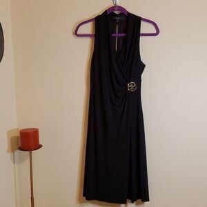 Nine West black halter style mock wrap dress size 4